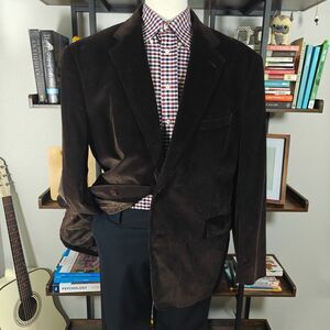 Stafford Essentials Men's Sport Coat Blazer Two Button Brown Corduroy Cotton 48L